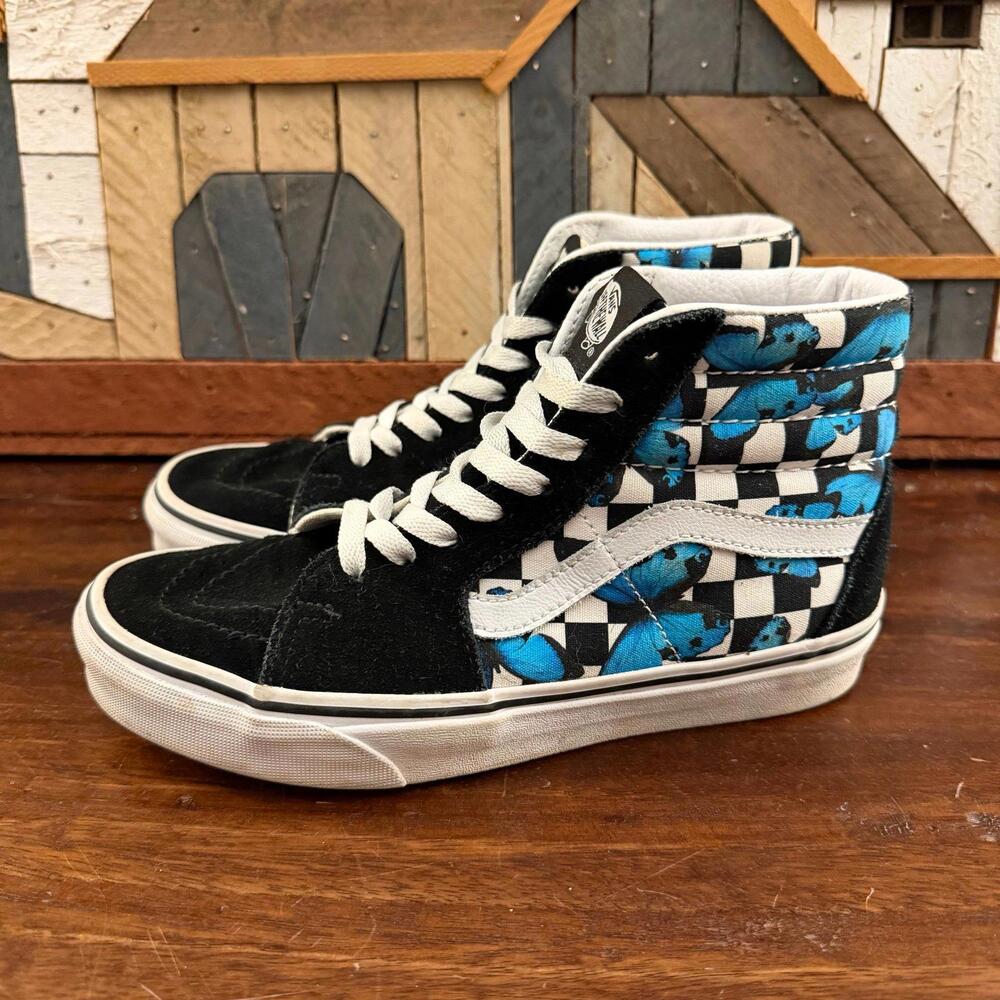Vans Sk8-Hi Butterfly Checkerboard Skate‎ Shoes Men’s 5 Women’s 6.5